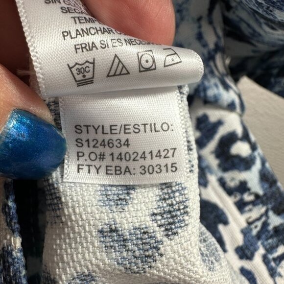 Sag Harbor Artsy Blue & White Animal Print Jacket Button Up Front pockets - Picture 10 of 10
